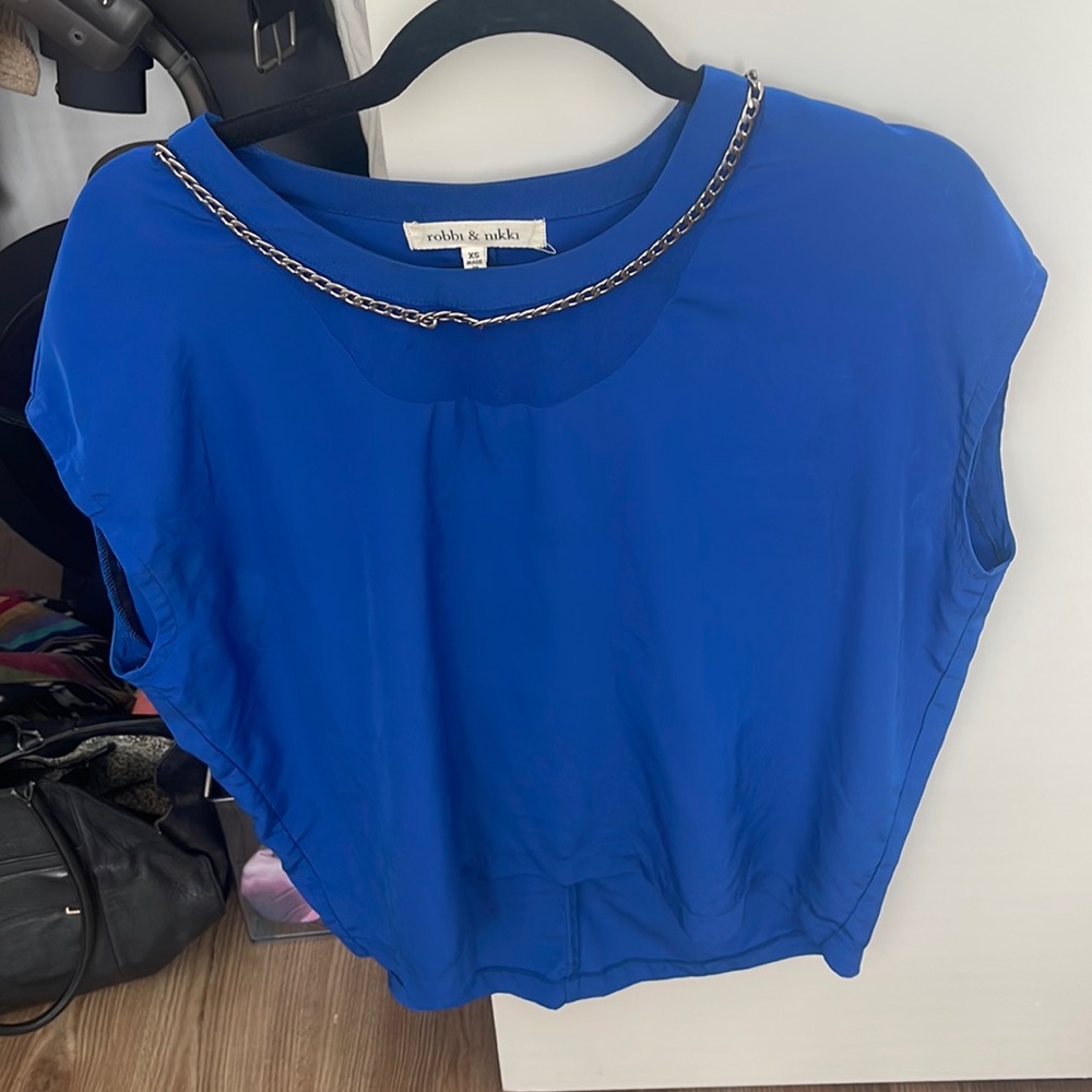 Blue silk top